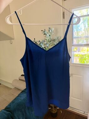 Halogen Navy Satin V-Neck Cami
